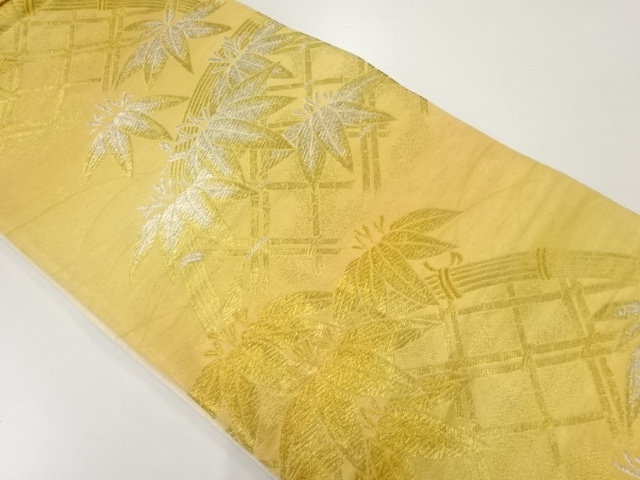 JAPANESE KIMONO / ANTIQUE FUKURO OBI / SILK / WOVEN BAMBOO GRASS
